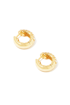 Huggie Hoop Earrings, 18K Yellow Gold & Diamonds